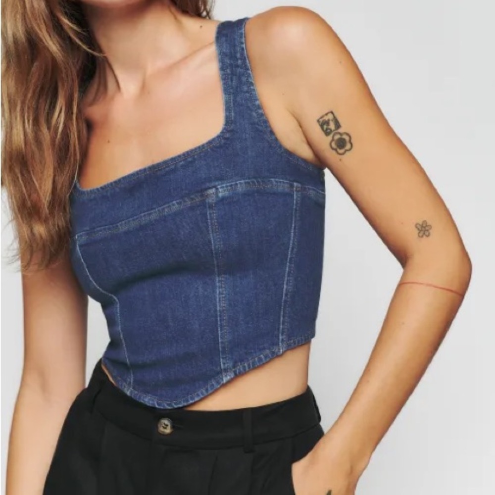 Reformation Denim Raya Bustier Top NWT